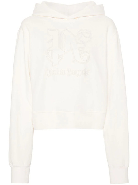  Palm Angels Monogram Statement Cotton Hoodie - White 