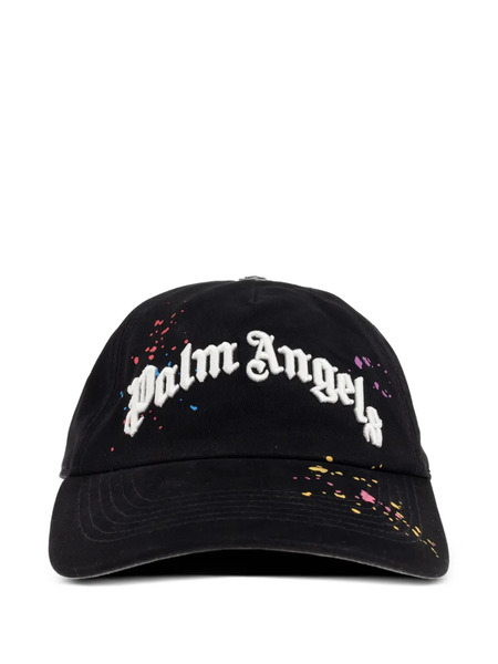  Palm Angels Paint-splatter Logo-embroidered Cap - Black 