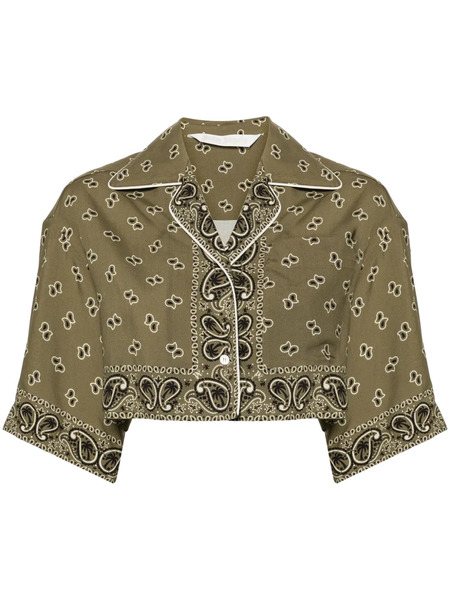  Palm Angels Paisley-print Cropped Shirt - Green 