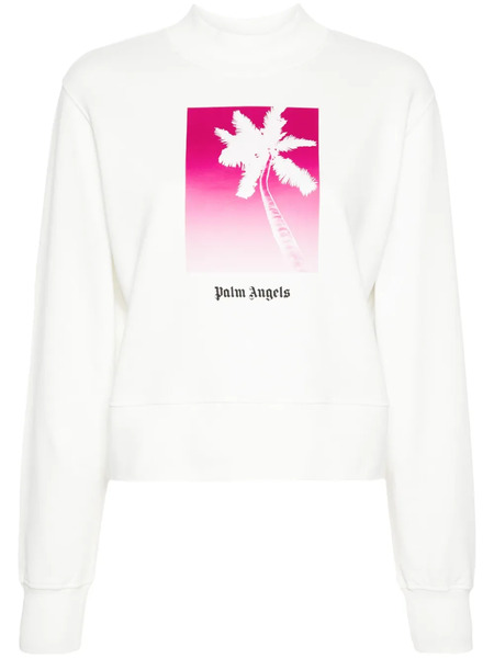  Palm Angels Palm Tree-print Cotton Sweatshirt - White 