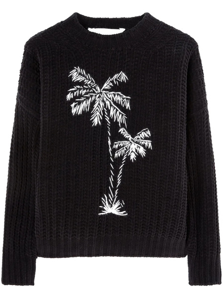  Palm Angels Palms-embroidered Chenille Jumper - Black 