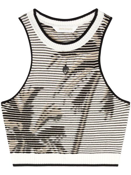  Palm Angels Palms-jacquard Crop Top - Black 