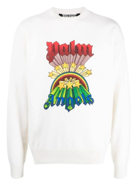  Palm Angels Rainbow Logo-print Jumper - Neutrals 