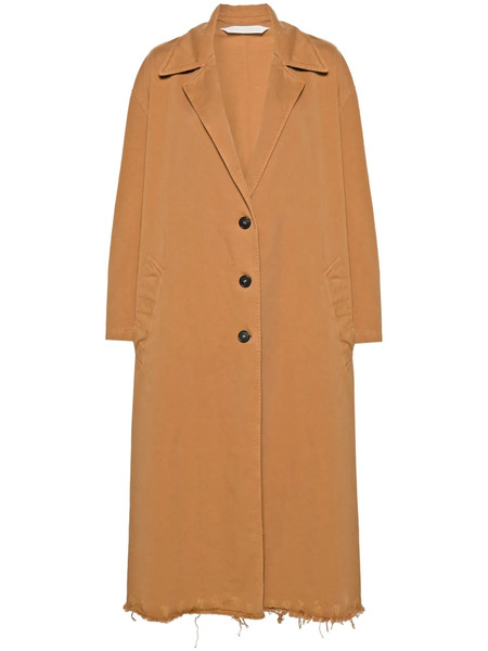  Palm Angels Raw Cut-hem Single-breasted Coat - Brown 
