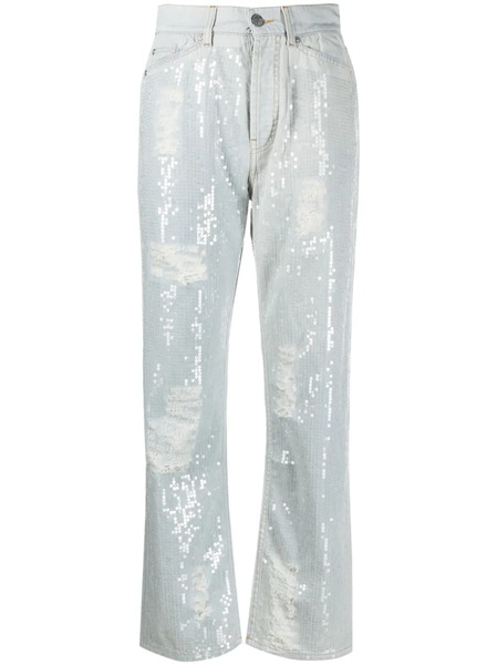  Palm Angels Sequinned Straight-leg Jeans - Blue 