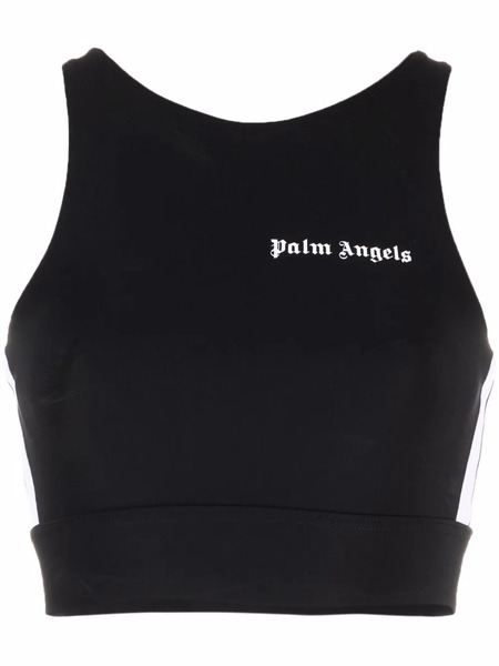  Palm Angels Side-stripe Cropped Top - Black 