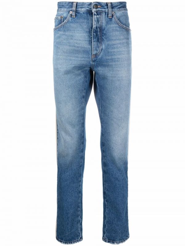  Palm Angels Side-stripe Straight-leg Jeans - Blue 
