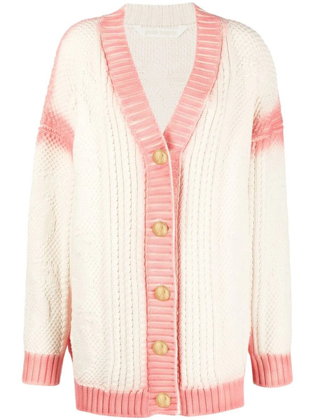  Palm Angels Spray Paint-effect Logo-print Cardigan - White 