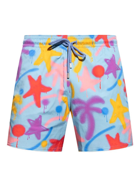  Palm Angels Spray-paint Swim Shorts - Blue 