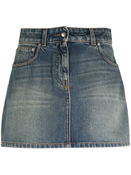  Palm Angels Star-motif Denim Mini Skirt - Blue 