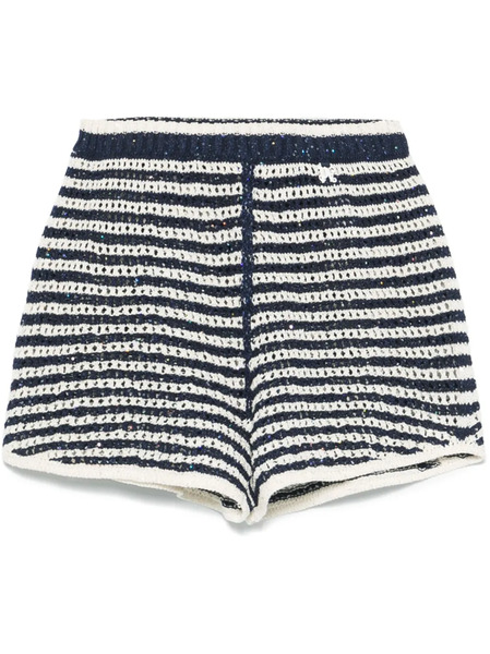  Palm Angels Striped Knit Shorts - Blue 