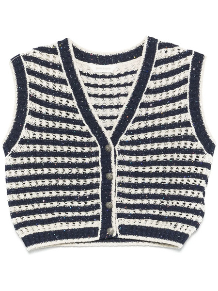  Palm Angels Striped Knit Vest - Blue 