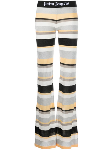 Palm Angels Striped Lurex-knit Trousers - White 