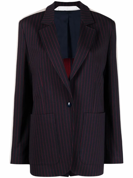  Palm Angels Striped Single-breasted Blazer - Blue 