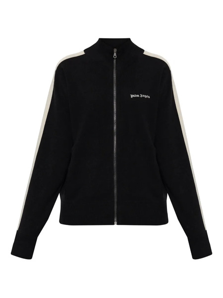 Palm Angels Striped-sleeve Zip-up Sweatshirt - Black 