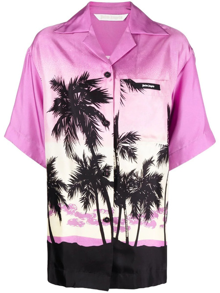  Palm Angels Sunset-print Bowling Shirt - Purple 