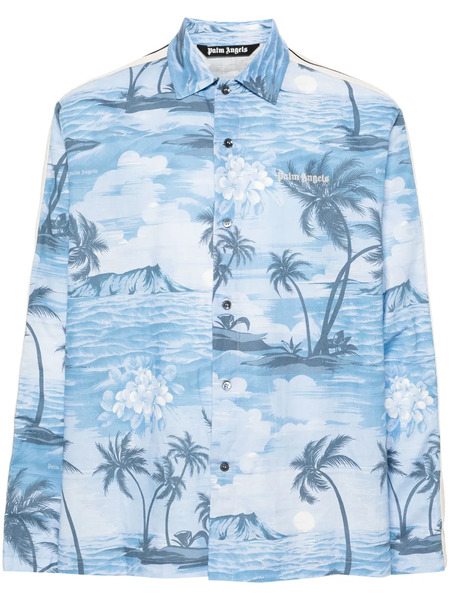  Palm Angels Sunset-print Track Shirt - Blue 