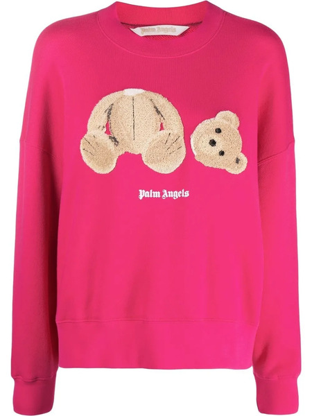  Palm Angels Teddy Bear Print Sweatshirt - Fuchsia Brown 