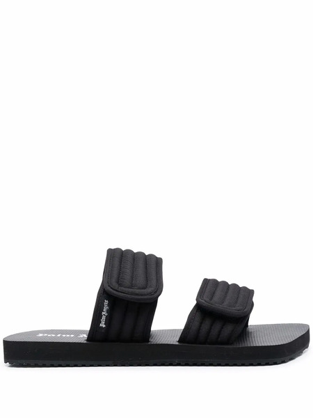  Palm Angels Touch-strap Quilted Slides - Black 