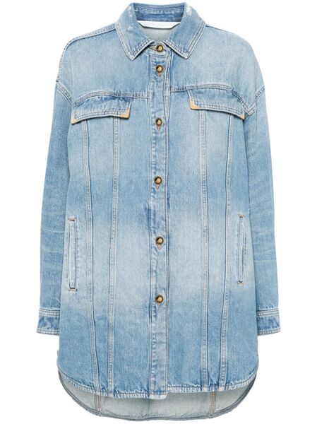  Palm Angels Washed-logo Denim Jacket - Blue 