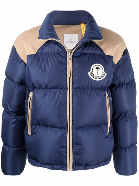  Palm Angels X Moncler Logo-patch Padded Jacket - Blue 