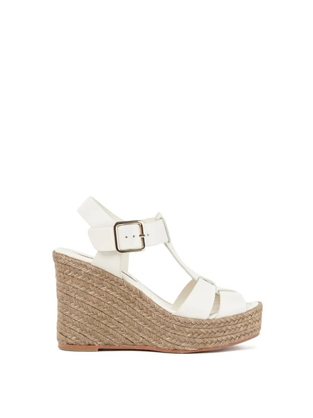  Paloma Barceló 100mm Alison Leather Wedge Sandals - White 