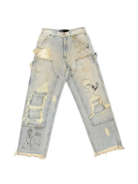  Paly Busted Double-knee Trousers - Blue 