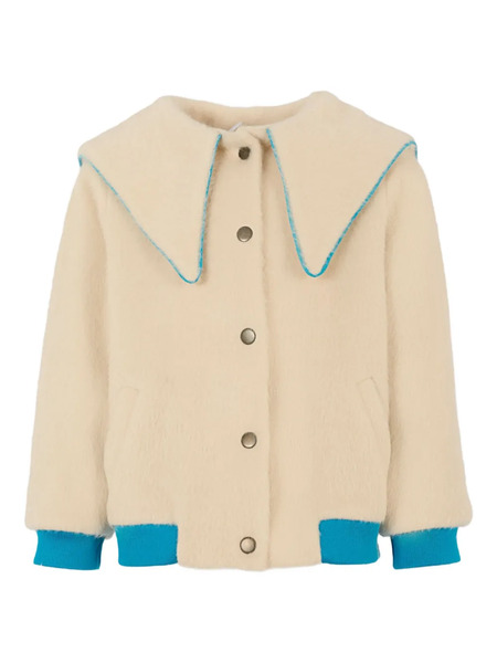  Pangolini Kids Large-collar Embroidered Bomber Jacket - Neutrals 