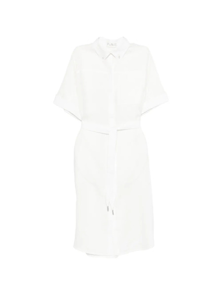 Panicale Buttoned Belted Midi Dress - White 