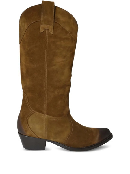  Paola D'arcano Suede Leather Cowboy Boots - Brown 