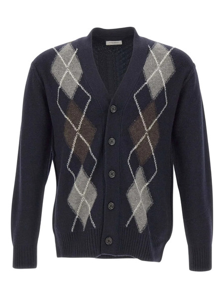  Paolo Pecora Geometric-pattern Wool Cardigan - Blue 