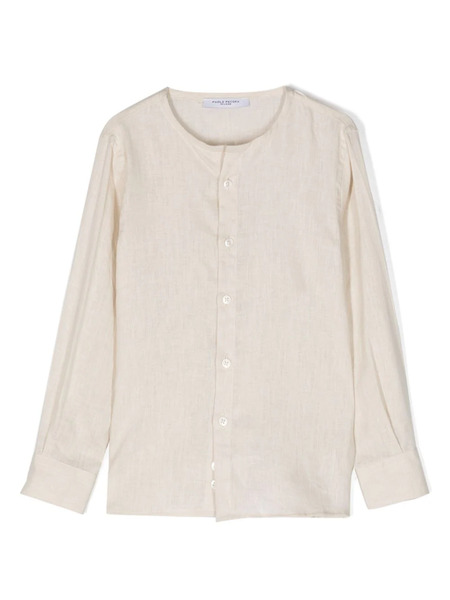  Paolo Pecora Kids Collarless Long-sleeve Shirt - Neutrals 