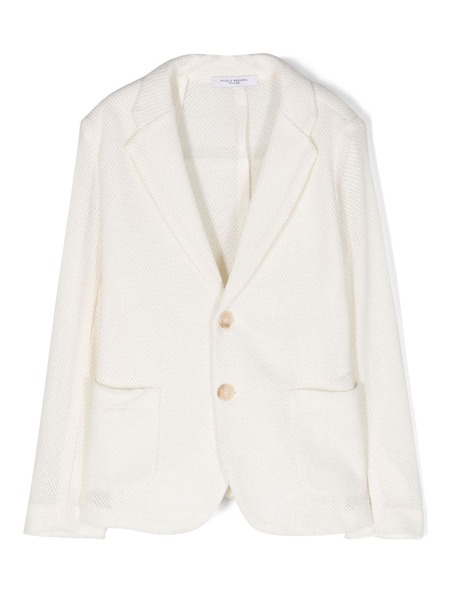  Paolo Pecora Kids Single-breasted Knitted Blazer - White 