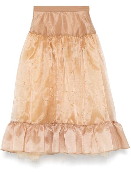  Papa Oppong Metallic-threading Midi Skirt - Brown 
