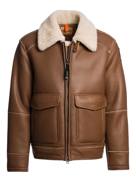  Parajumpers Shearling-collar Leather Jacket - Neutrals 