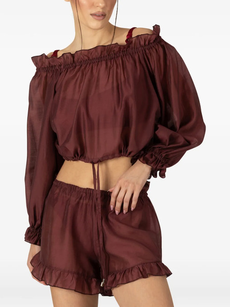 Paramidonna Luna Ruflled Beach Ensemble (set Of Two) - Brown 