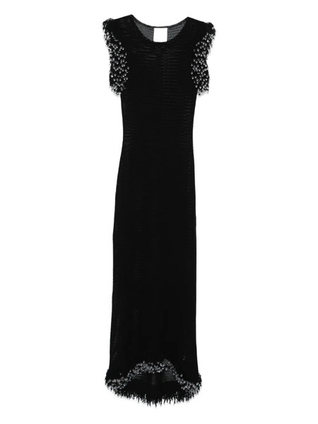  Paris Georgia Beaded Fringed Midi Dress - Black 
