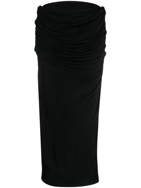  Paris Georgia Draped Midi Straight Skirt - Black 