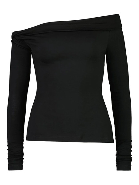  Paris Georgia Elemental Manahou Asymmetric Off-shoulder Top - Black 