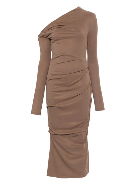  Paris Georgia Manahou One-shoulder Draped Dress - Neutrals 