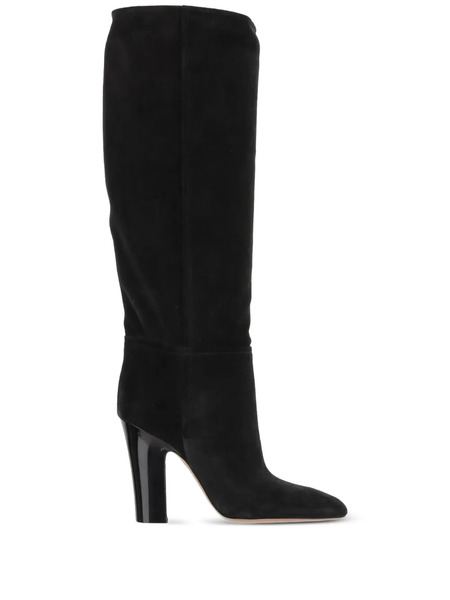  Paris Texas Alizze Suede Pointed-toe Knee-high Boots - Black 