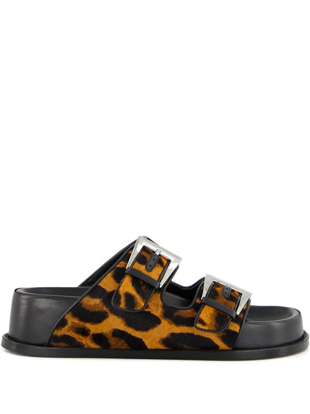  Paris Texas Leopard-print Flat Sandals - Brown 