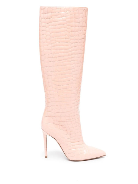  Paris Texas 120mm Crocodile-embossed Leather Boots - Pink 