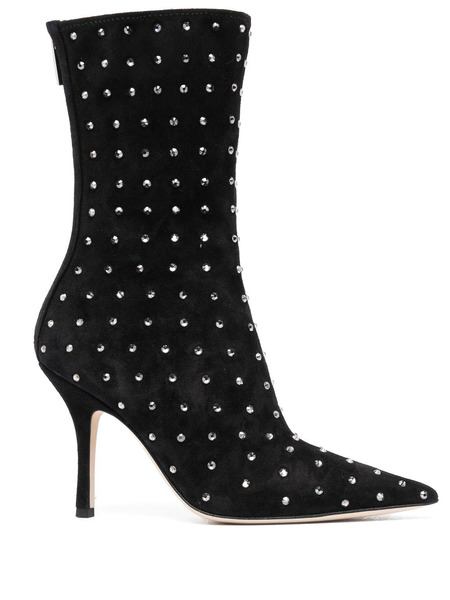  Paris Texas 100mm Crystal-embellished Pointed Boots - Black 