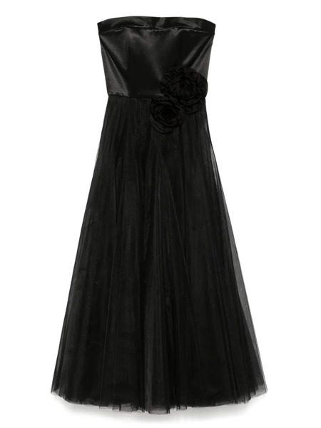  Parlor Floral-appliqué Gown - Black 