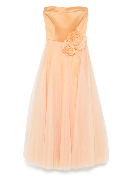  Parlor Floral-appliqué Midi Dress - Orange 