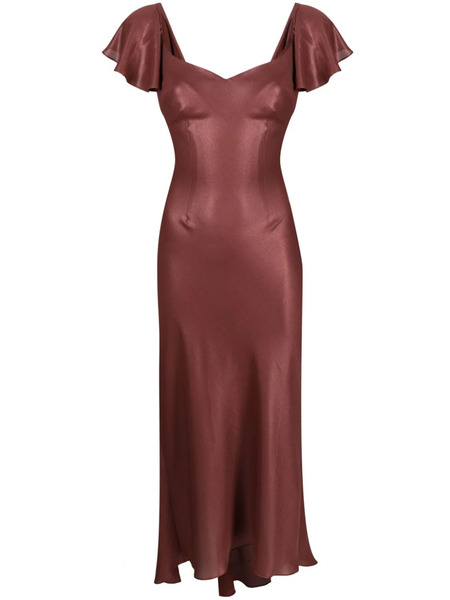  Parlor Metallic-effect Short-sleeved Midi Dress - Brown 