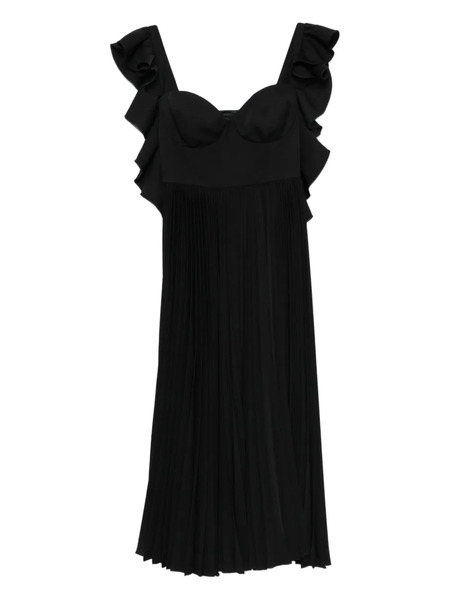  Parlor Ruffled Pleated Midi Dress - Black 