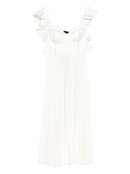  Parlor Ruffled Pleated Midi Dress - White 