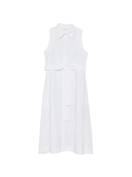  P.a.r.o.s.h. Belt Eyelet Midi Dress - White 